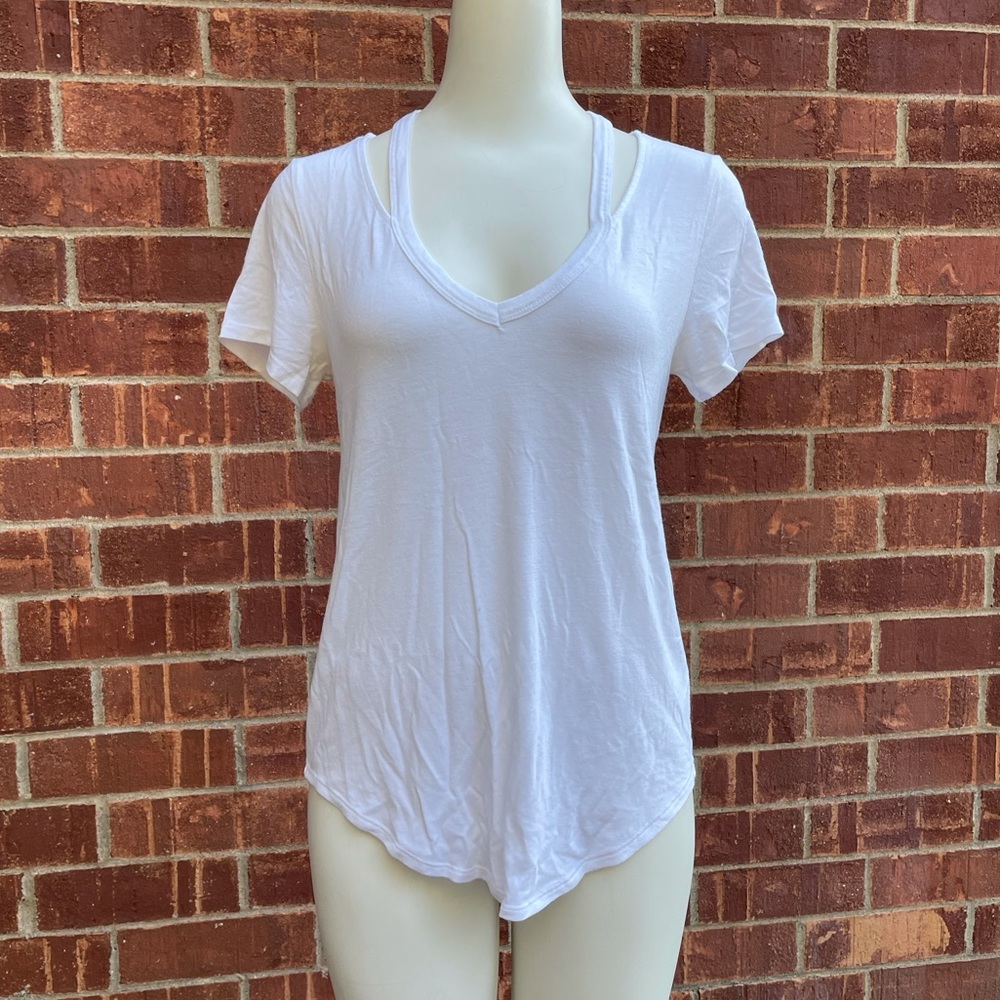 Express Women's White Cutout T-Shirt (Small)